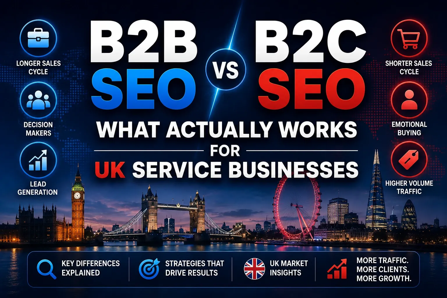 B2B SEO vs B2C SEO comparison for UK service businesses